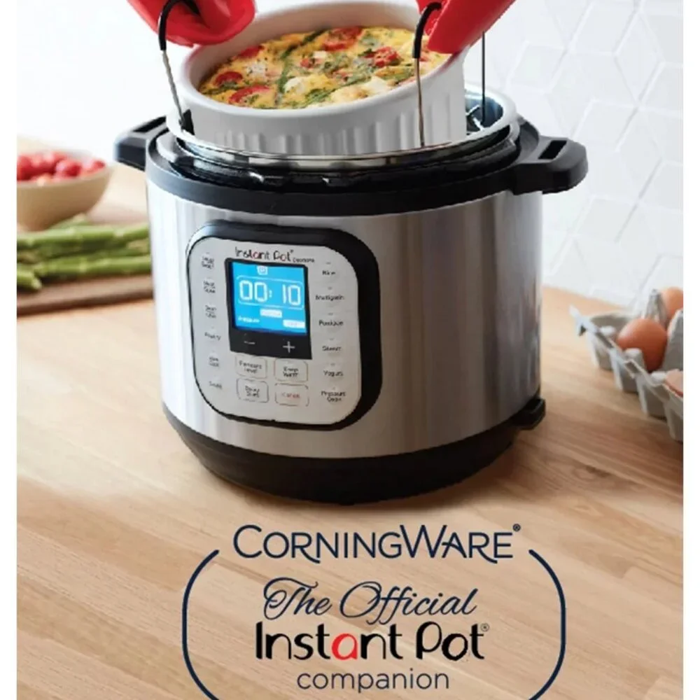 Corningware Round French White Stoneware Casserole Dish 1.4 Liter, Instant Pot